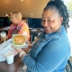 Happy customer with lunch