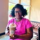 Happy customer with coffee